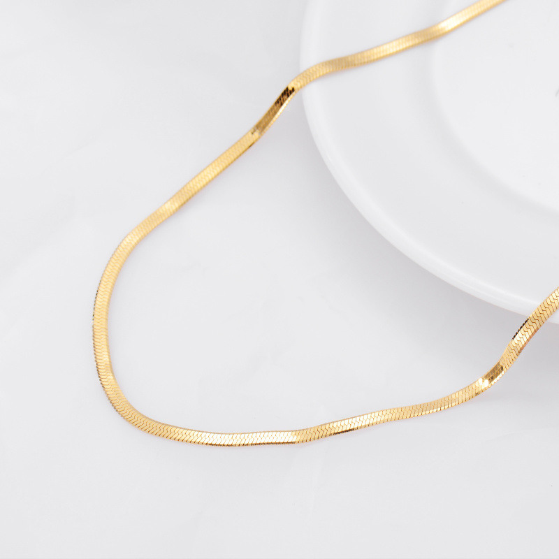 Collar de cadena de serpiente de oro de 10 quilates-2