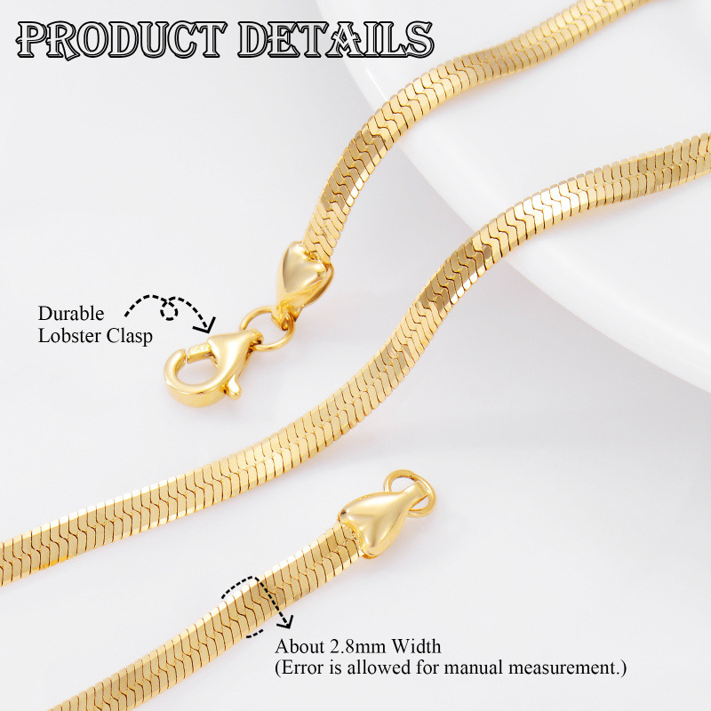 Collar de cadena de serpiente de oro de 10 quilates-3