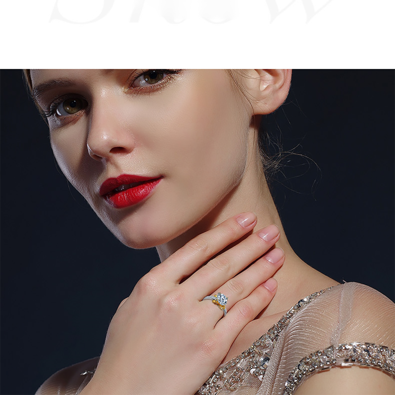 Pierścionek zaręczynowy Moissanite z 14-karatowego złota z okrągłym szlifem i kokardką-2
