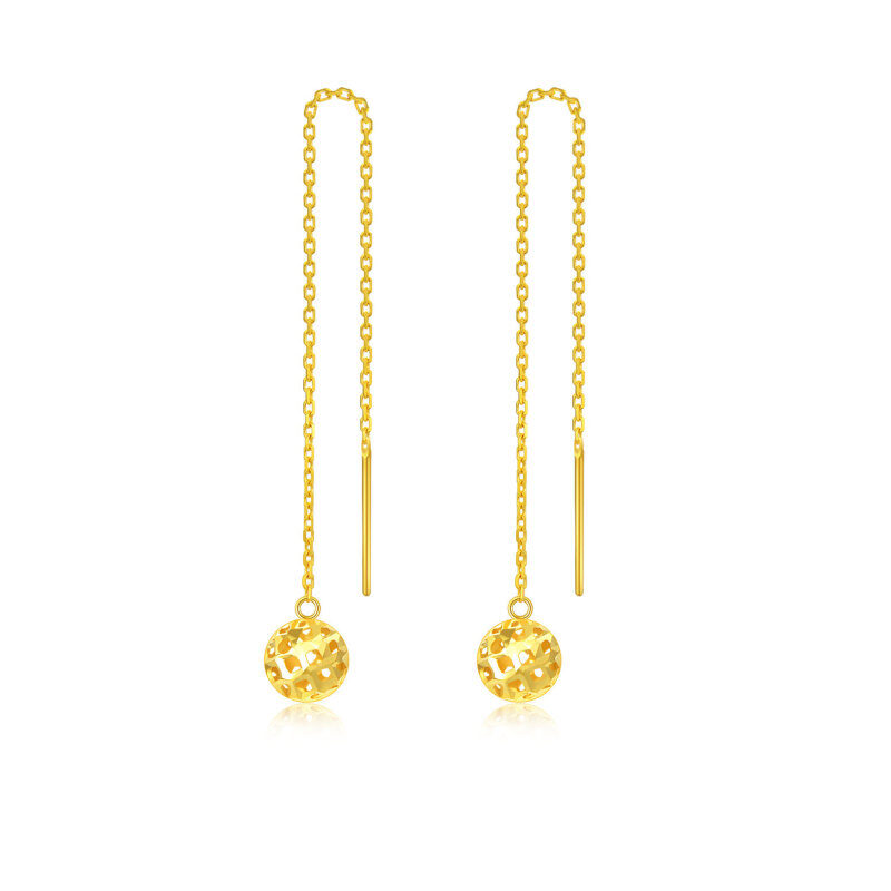 Pendientes colgantes esféricos de oro de 10 quilates-1