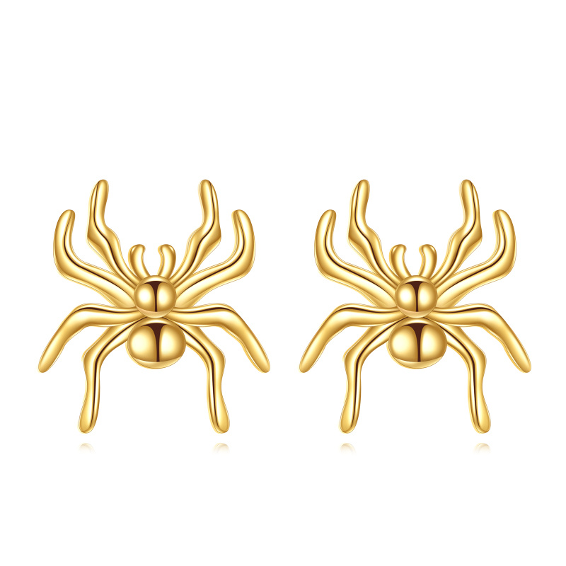 14K Gold Spider Stud Earrings-1