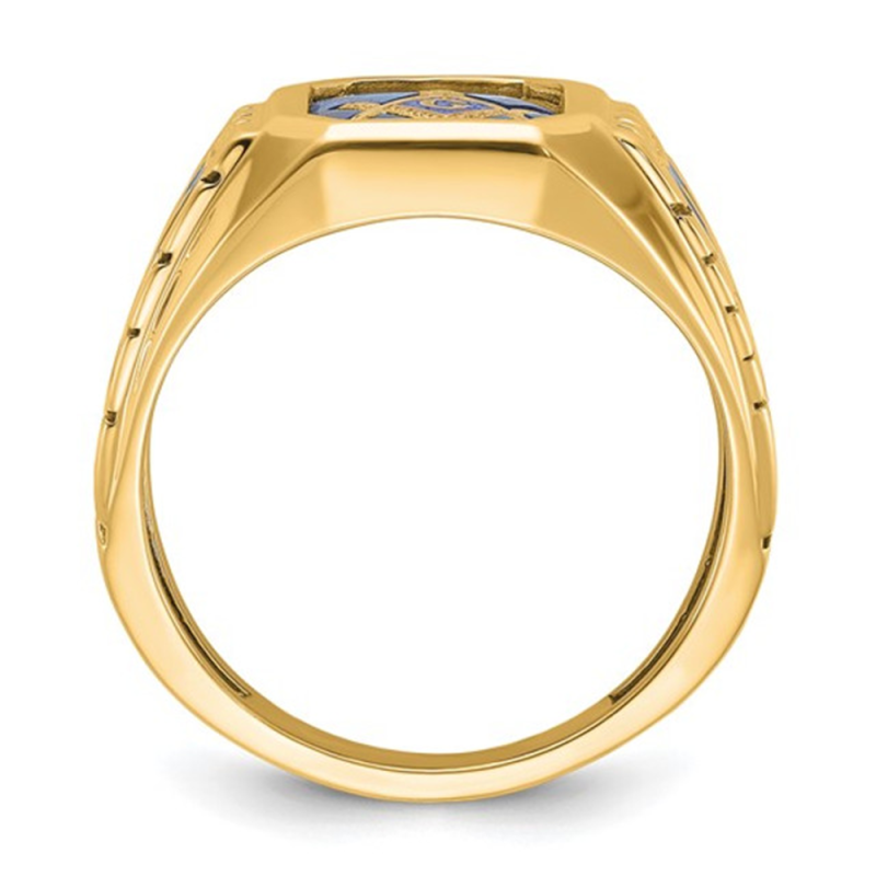 Siegelring aus 14 Karat Gold mit Spinell und Freimaurer-Motiv für Herren-5