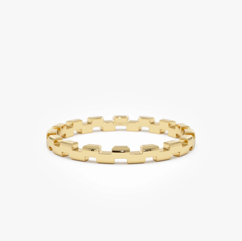 Anillo apilable de eslabones de oro de 18 quilates-1