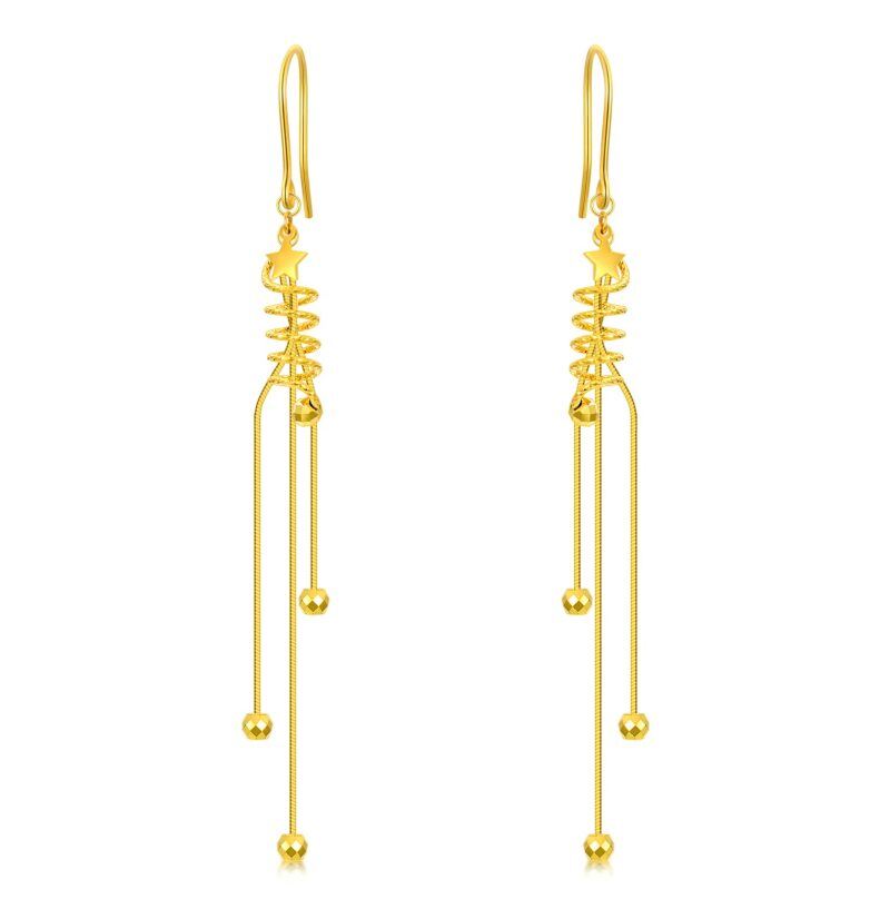 Boucles d'oreilles pendantes en forme d'étoile en or 18 carats-1