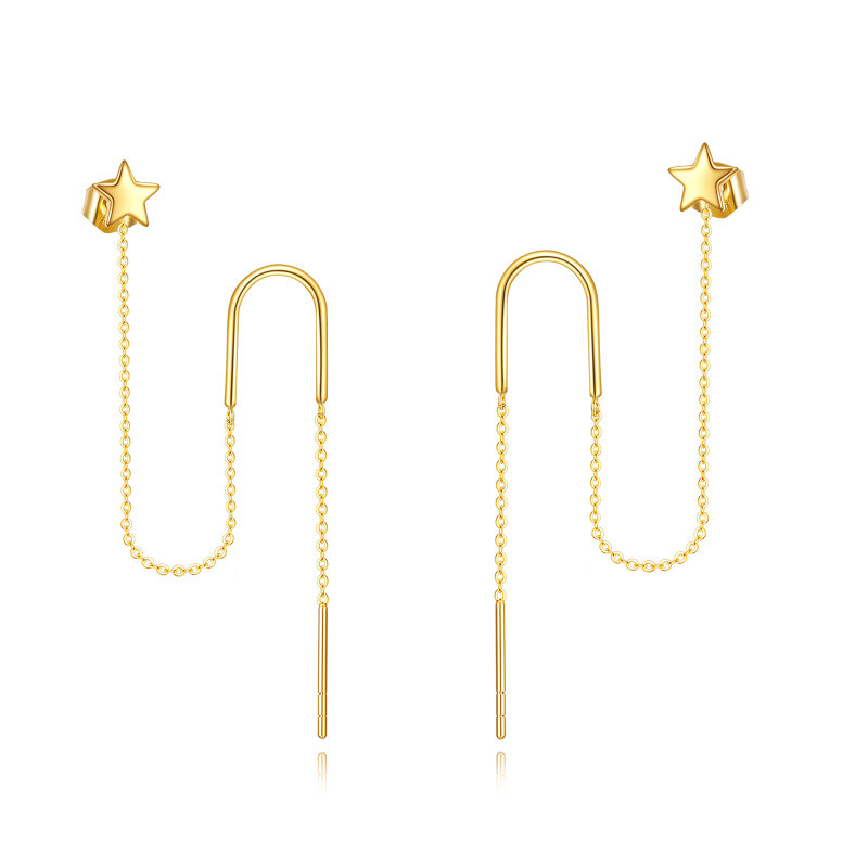 14K Gold Stern Tropfen Ohrringe Party Dating Verlobung Hochzeit Geschenke für Mädchen Frauen-1