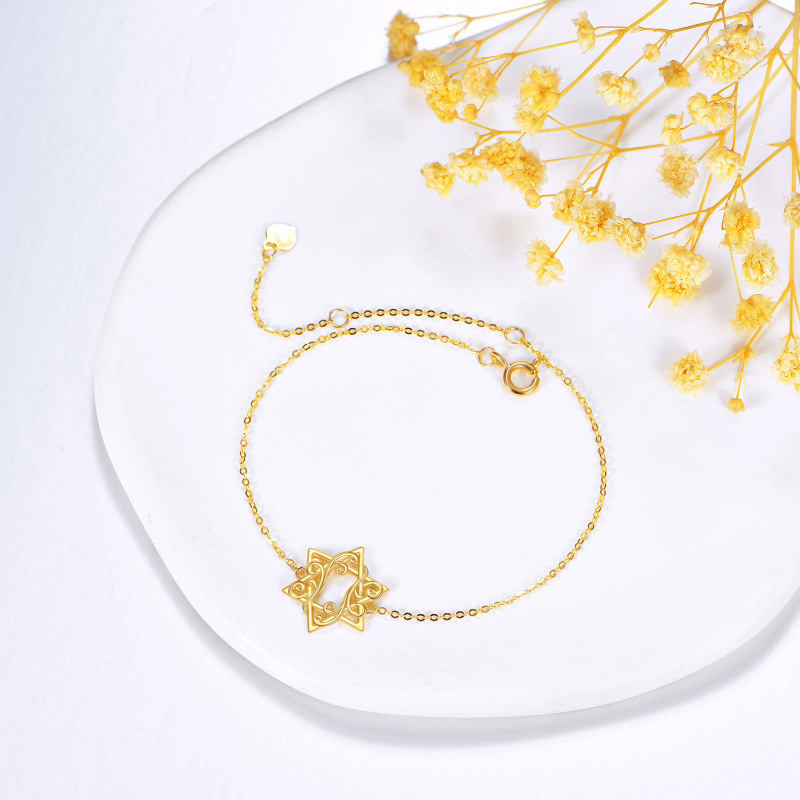 14K Gold Star Of David Charm Bracelet-3