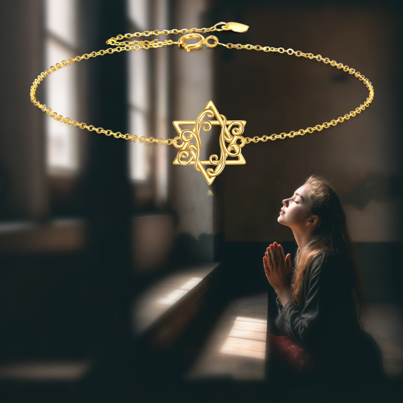 14K Gold Star Of David Charm Bracelet-4