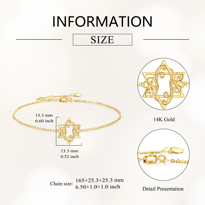 14K Gold Star Of David Charm Bracelet-5