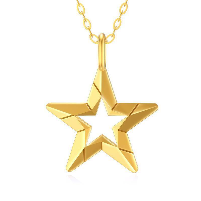 Collar con colgante de estrella de oro de 14 quilates-1