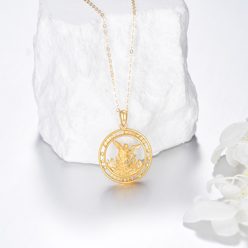 Collar con colgante de San Miguel en oro de 14 quilates-3