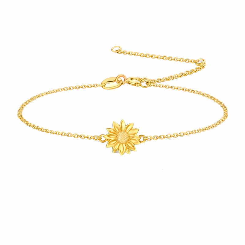 Sonnenblumen-Charm-Armband aus 14-karätigem Gold-1