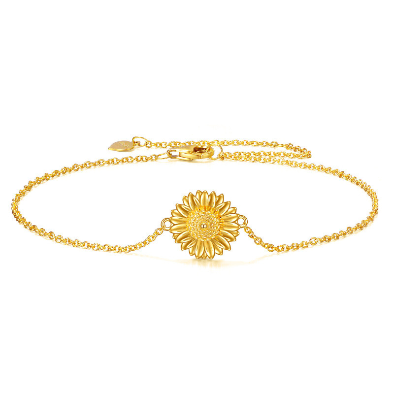 Pulsera con dije de girasol de oro de 10 quilates-1