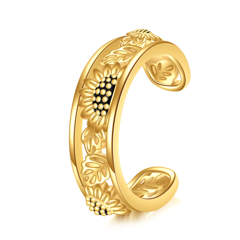 14K Gold Sunflower Cuff Earrings-1