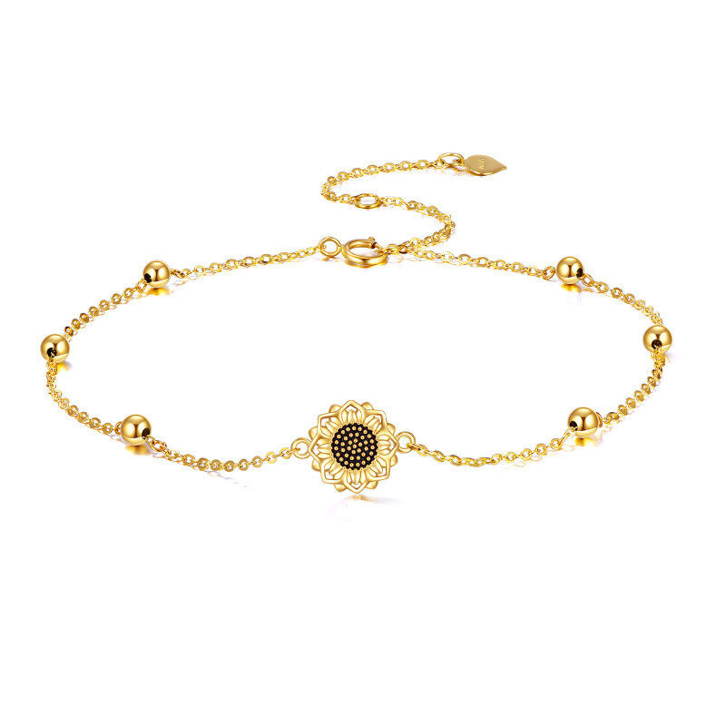 Tobillera de oro de 10 quilates con girasol de una sola capa-1