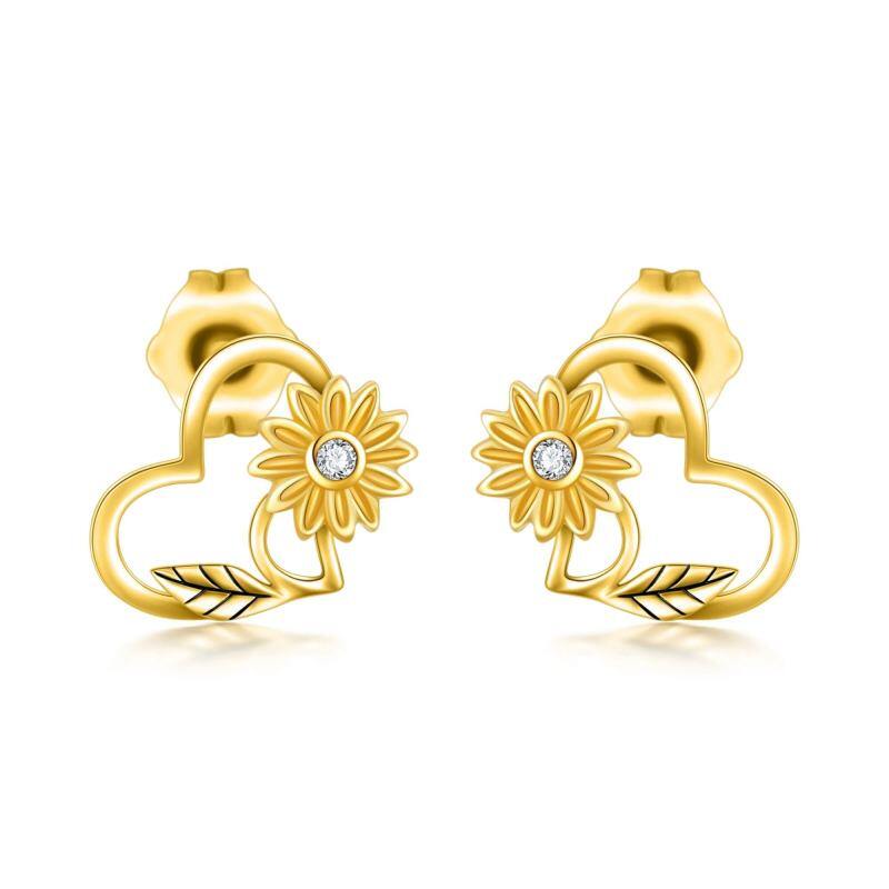 Boucles d'oreilles puces tournesol en or 18 carats-1