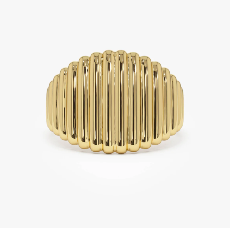 10K Gold Tapered Ribbed Statement Band-1