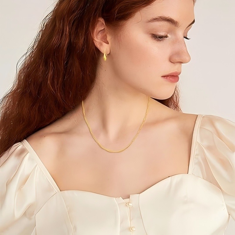 10K Gold Teardrop Drop Earrings-2