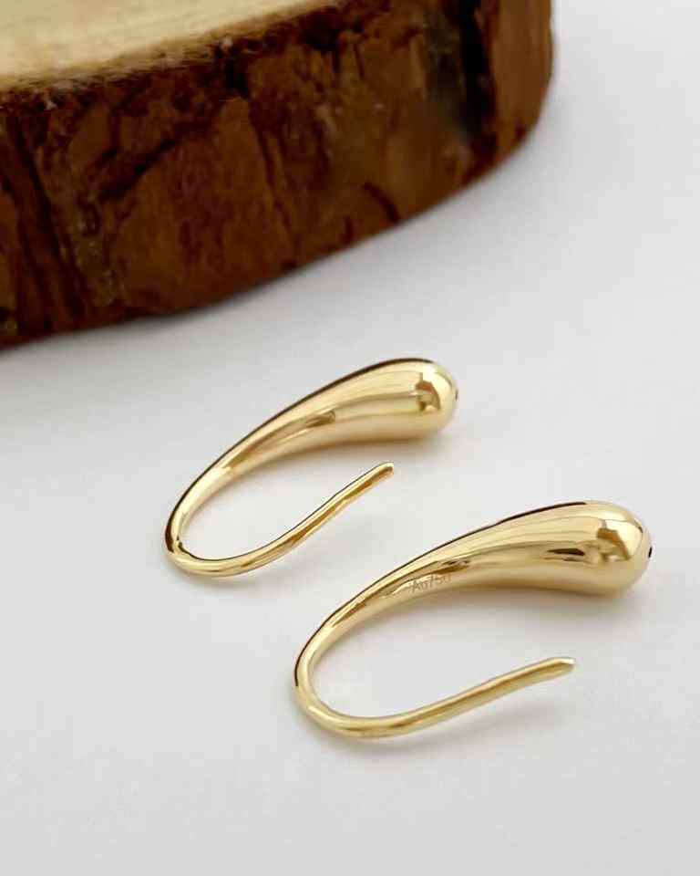10K Gold Teardrop Drop Earrings-5