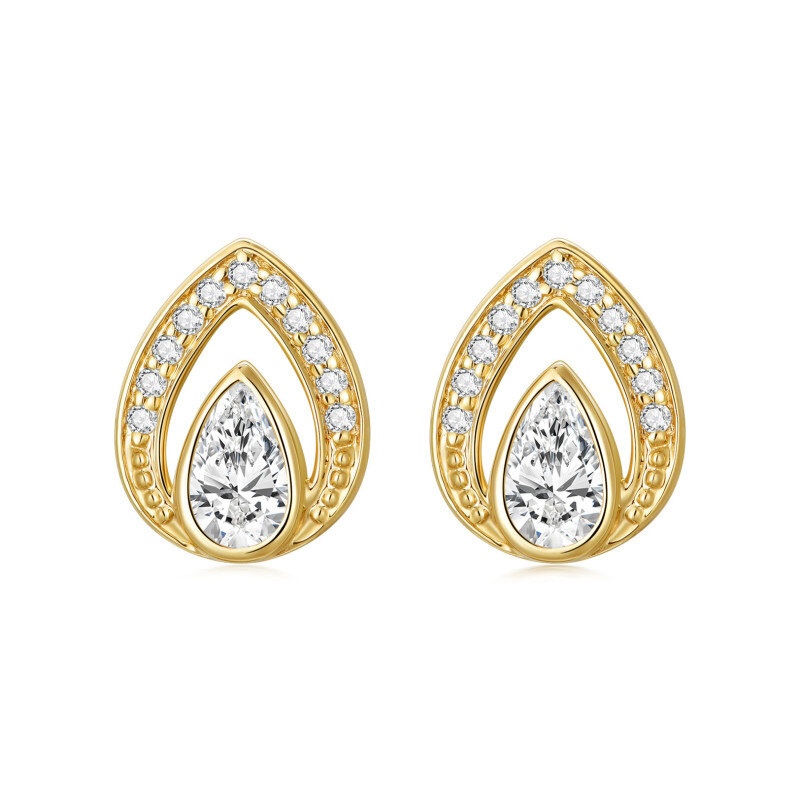 Ohrstecker aus 14 Karat Gold mit Zirkonia in Tropfenform, Schmuck, Geschenk für Frauen-1