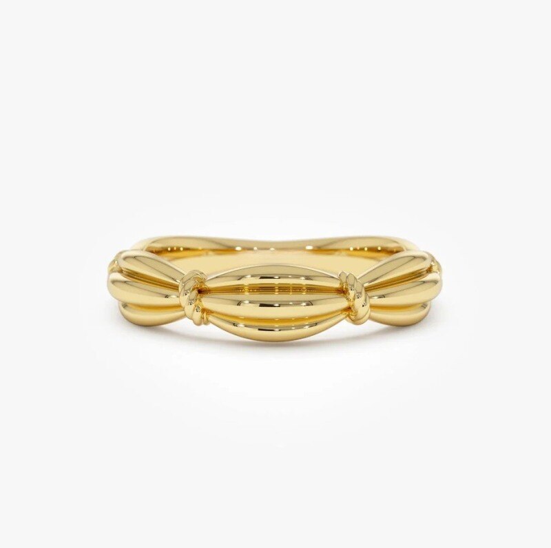 Anillo de nudo texturizado de oro de 10 quilates-1