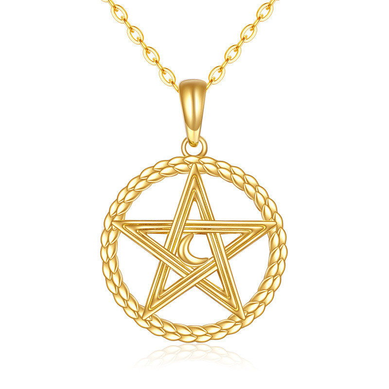 Collar de oro de 9 quilates con árbol de la vida, nudo celta y luna para mujer-1