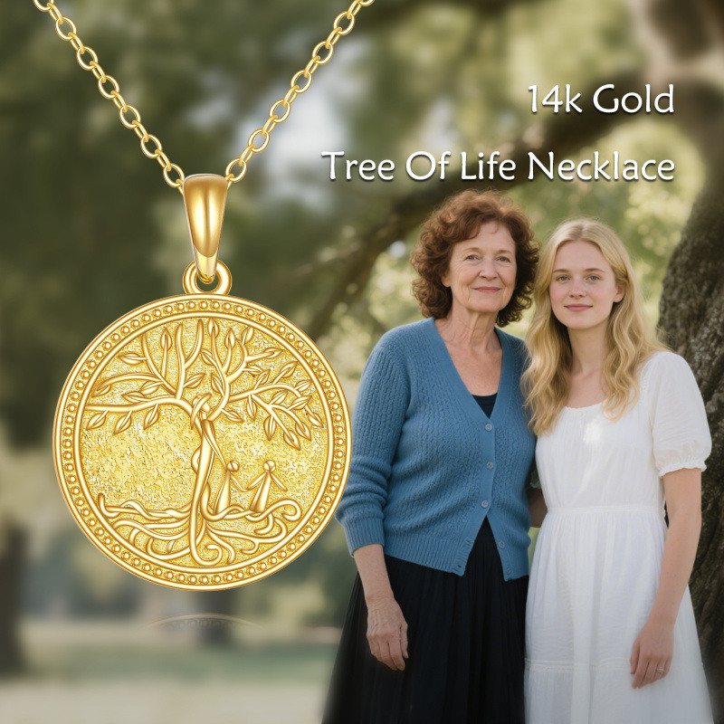 14K Gold Tree Of Life Pendant Necklace-6