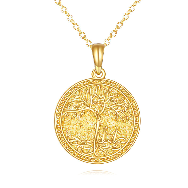14K Gold Tree Of Life Pendant Necklace-1