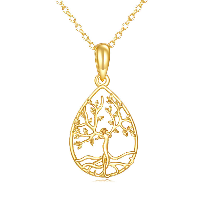 Collar con colgante del Árbol de la Vida en oro de 14 quilates-1