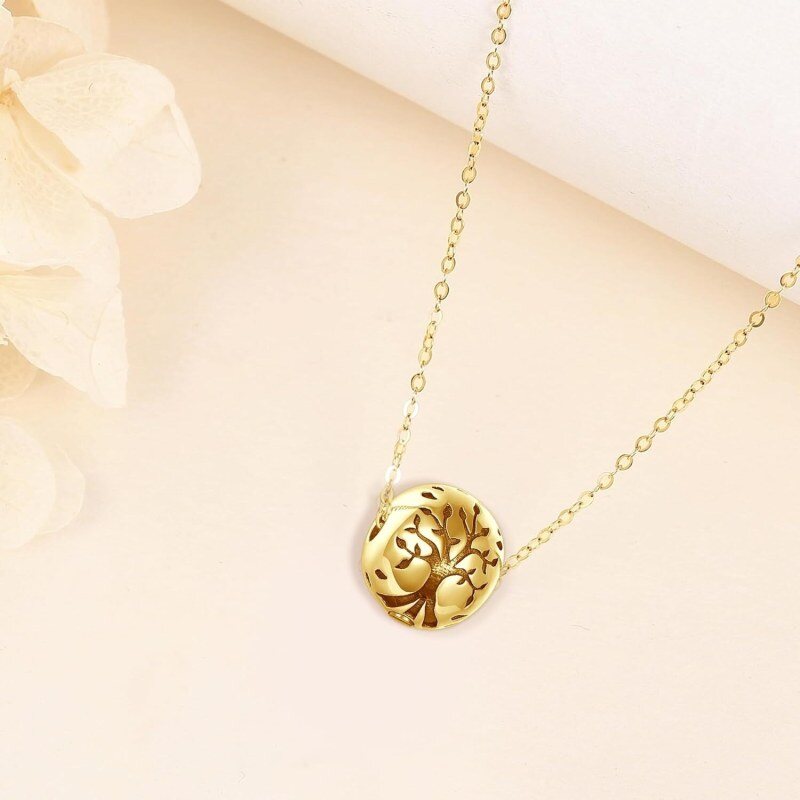 Collar de urna del Árbol de la Vida de oro 14K para cenizas-3