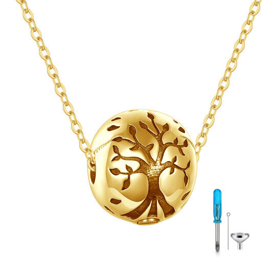 Collar de urna del Árbol de la Vida de oro 10K para cenizas