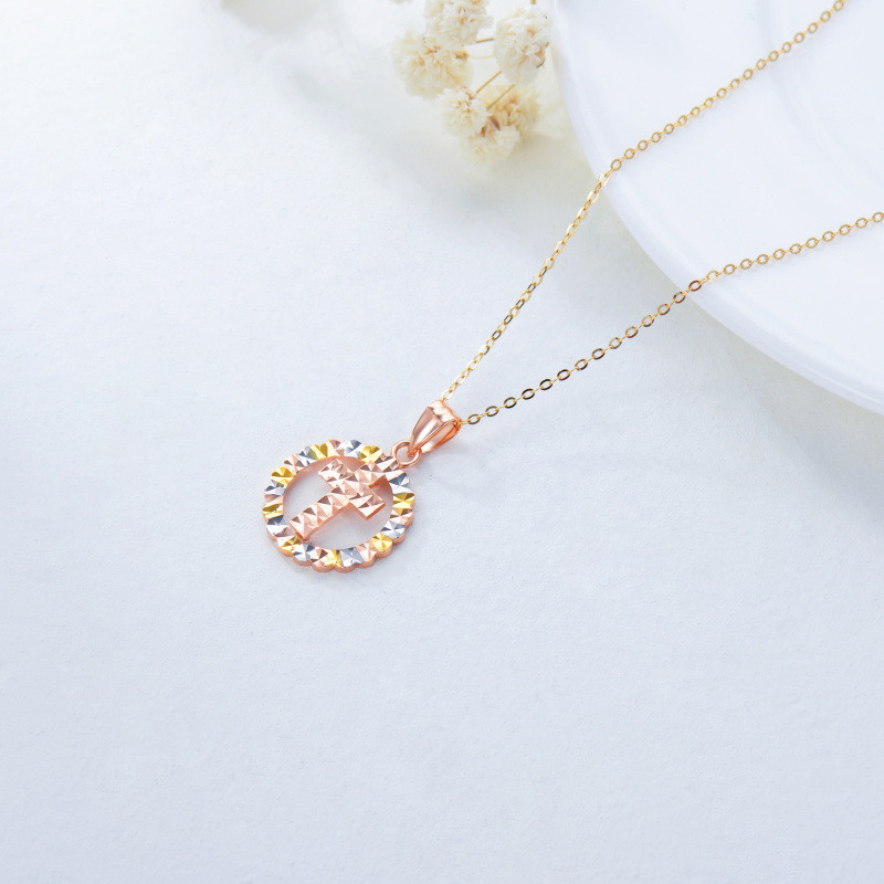 Collier à pendentif croix tricolore en or 18 carats pour femme-4