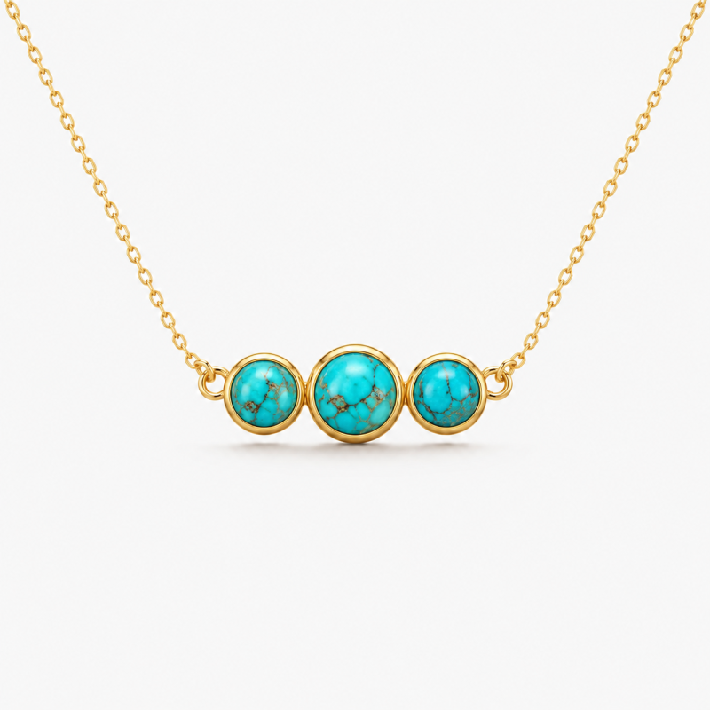 18K Gold Turquoise Pendant Necklace-1