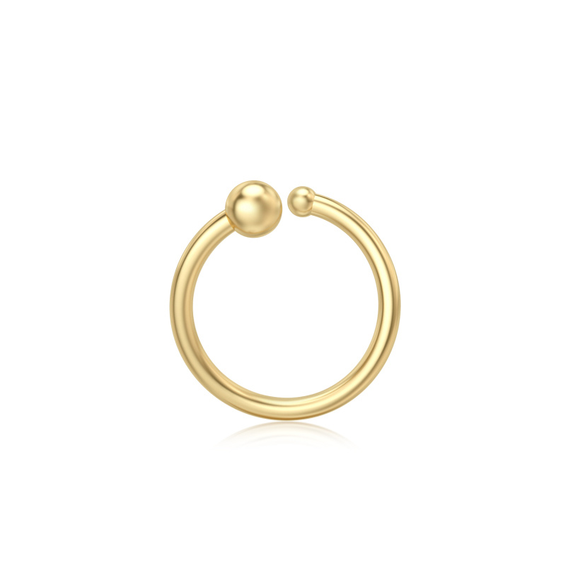 Anillo nasal de oro de 10 quilates con dos bolas-1