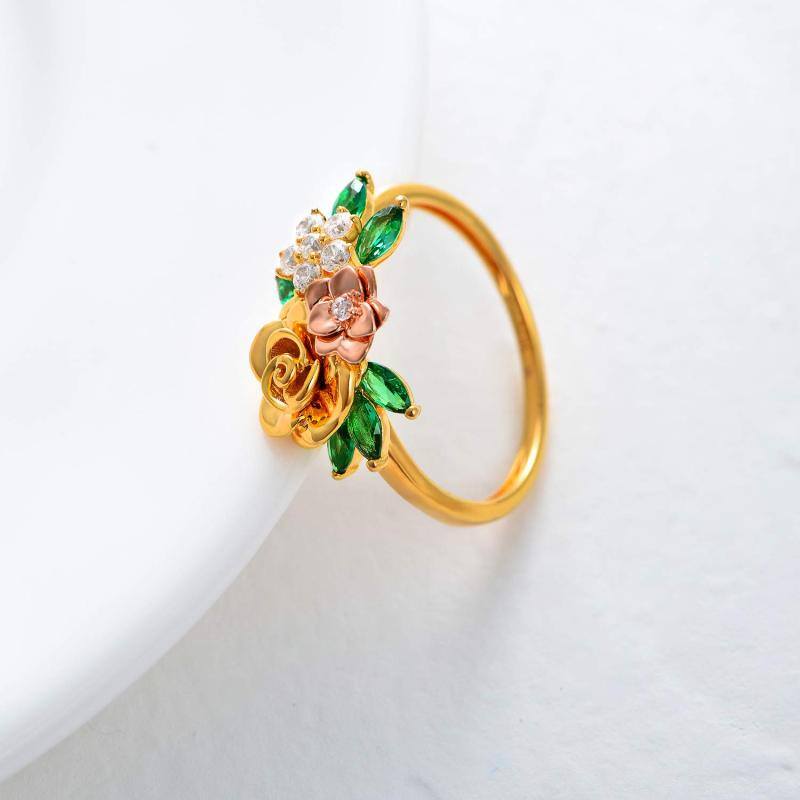 14K Gold Two-tone Cubic Zirconia Rose Ring-3