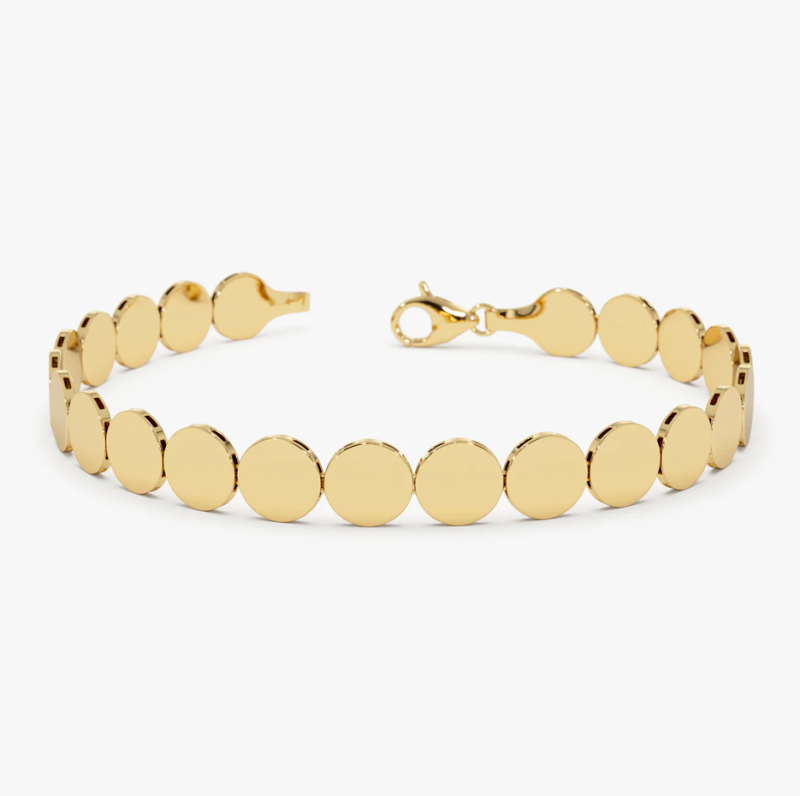 Pulsera de oro de 10 quilates con eslabones redondos anchos de 6,5 mm-1