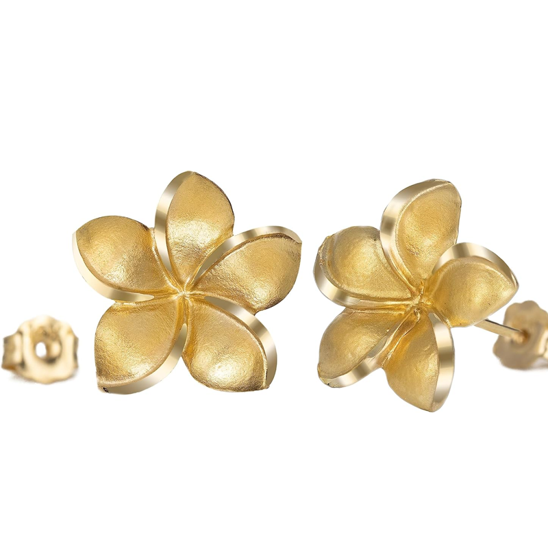 10K Gold Wildflowers Stud Earrings for Women-1