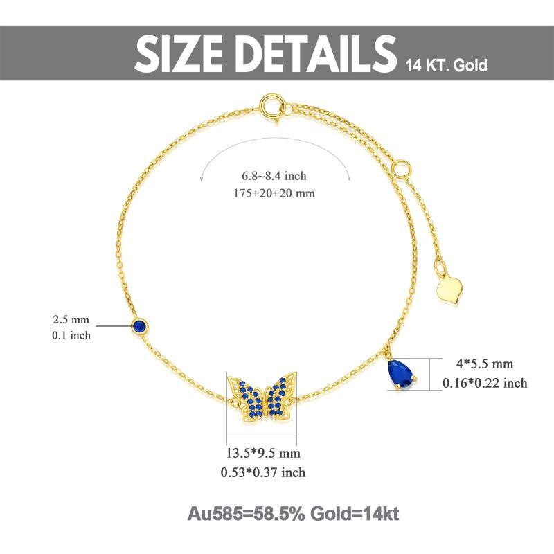 18K Gold Zirkon Schmetterling Einzelkette Fußkettchen-4