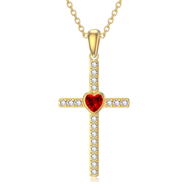 Halskette mit Kreuzanhänger aus 10-karätigem Gold und Zirkonia-1