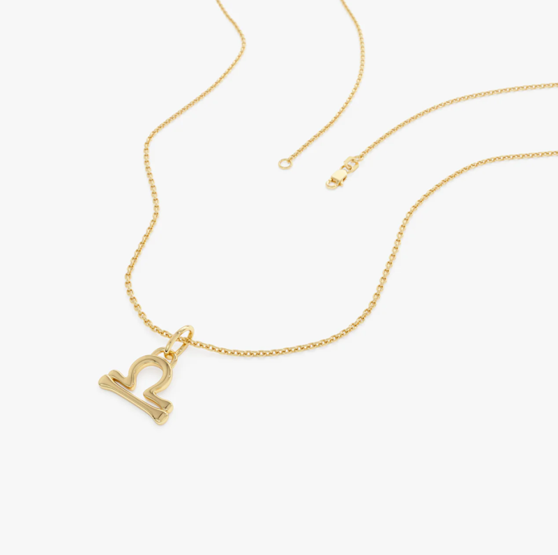 Collar con dije del zodiaco Libra de 10 quilates-2