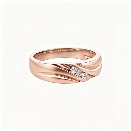 10Kローズゴールド 0.06CT.TW ラウンドカットダイヤモンド カスタムリング