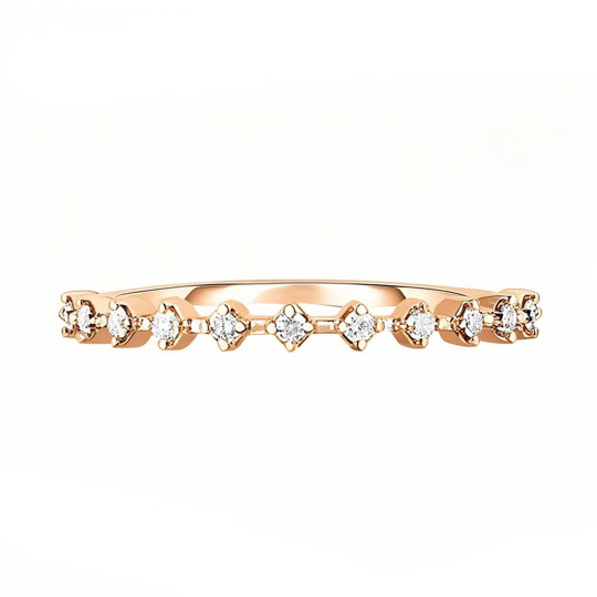 Anillo apilable con diamantes engastados en oro rosa de 10 quilates, 0,1 quilates en total, color D, claridad VVS.