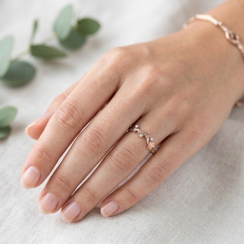 18K Rose Gold 0.1 CTW Round Cut Lab-Grown Diamond Custom Wedding Ring-2
