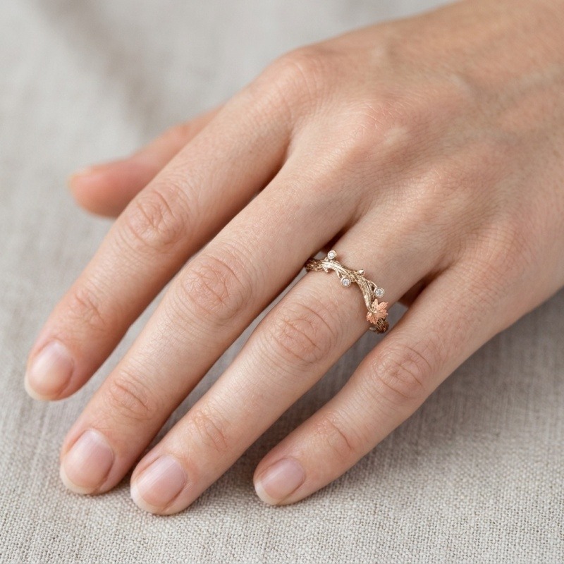 18K Rose Gold 0.1 CTW Round Cut Lab-Grown Diamond Custom Wedding Ring-3