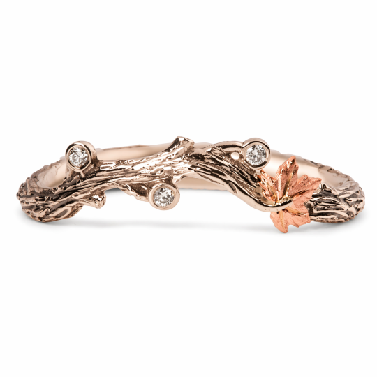 Anillo de boda personalizado con diamante cultivado en laboratorio de corte redondo, 0,1 CTW, oro rosa de 14 quilates