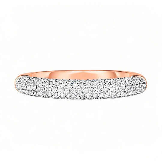 Anillo nube de diamantes pavé pequeños de oro rosa de 10 quilates, 0,43 quilates en total, color D, claridad VVS