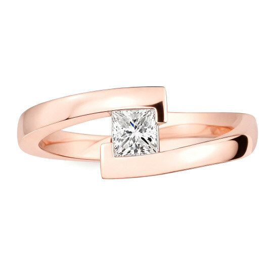 Maßgefertigter Verlobungsring aus 18-karätigem Roségold mit 0,4 Karat im Prinzessschliff geschliffenem, im Labor gezüchtetem Diamanten