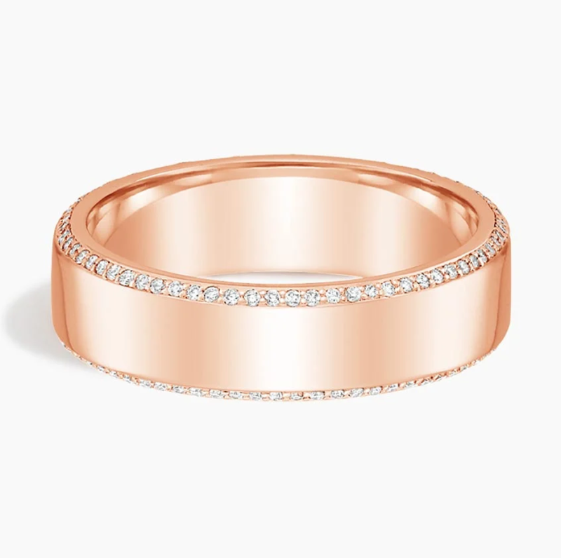 Anillo de boda de oro rosa de 14 quilates con diamantes de 0,4 quilates en total y 6 mm-1