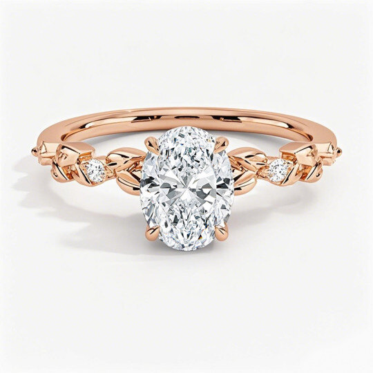 Verlobungsring aus 10-karätigem Roségold mit oval geschliffenen, im Labor hergestellten Diamanten (0,55 bis 3,05 ct.T.W.), IGI-zertifiziert.