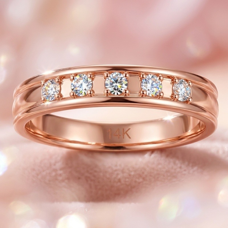 14K Rose Gold 0.5 CT.T.W Round Cut Laboratory Diamonds Custom Wedding Ring-3