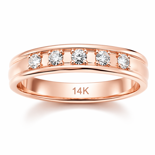 Anillo de boda personalizado con diamantes de laboratorio de corte redondo, 10K oro rosa, 0,5 CT.T.W.